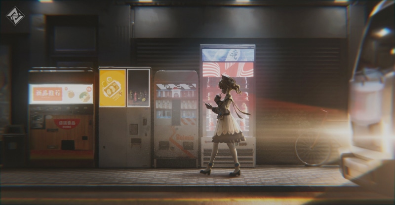 street, light effects, night, 1080P, artwork, video game characters, Genshin Impact, barbara (genshin impact), digital art