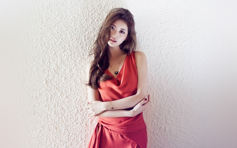 dress, 4K, suzy, kpop, red, missa