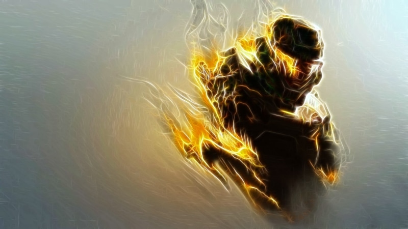 Halo 3, yellow, video games, lifestyles, Halo 4, nature, black, adult, young adult, reflection, 1080P, standing, real people, digital, hairstyle, Halo 2