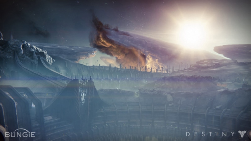 Bungie, outdoors, tranquility, 1080P, beauty in nature, sun, tranquil scene, snow, cold temperature, nature, sunbeam, environment, video games, non-urban scene