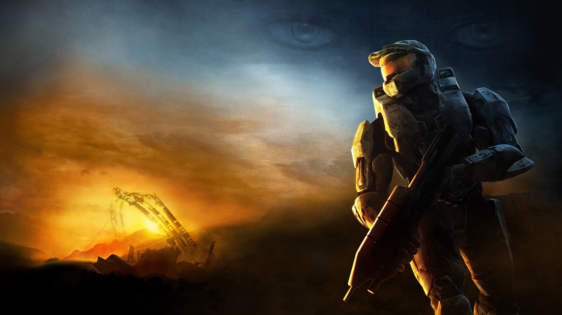 headwear, weapon, helmet, adult, rescue worker, 4K, holding, activity, smoke - physical structure, Halo 3, safety, people, security, Master Chief, Cortana