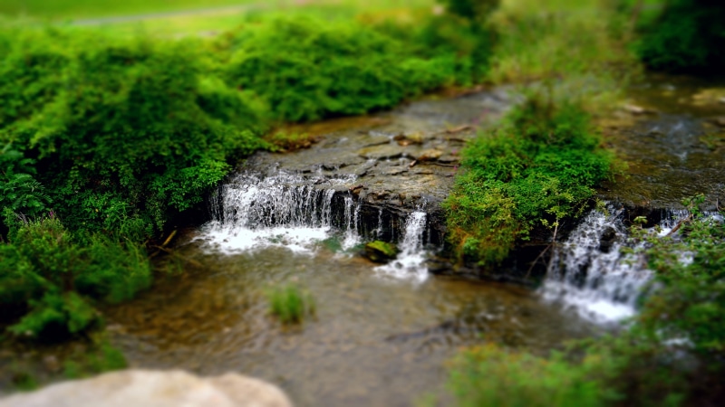 no People, tilt shift, day, beauty In Nature, landscape, waterfalls, scenics - nature, environment, grass, waterfall, selective focus, moss, scenics, plant