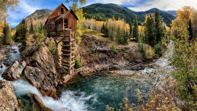 colorado, crystal mill, waterfall, rock, river, sheep mountain mill, carbondale, mountain, water, wilderness, tree, 4K, landscape, stream, old mill, mill