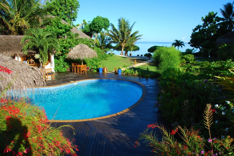 4K, view, beautiful, paradise, fiji, trees, ocean, islands, water, island, beach, pool, jacuzzi, tropical