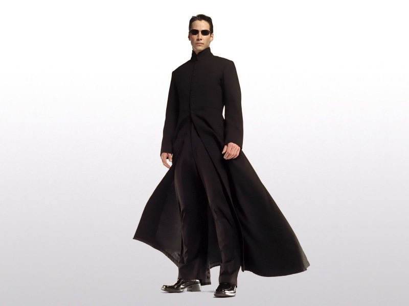 Keanu Reeves, clothing, confidence, beautiful woman, women, young women, cut out, one person, 720P, copy space, adult, white background, black color, The Matrix