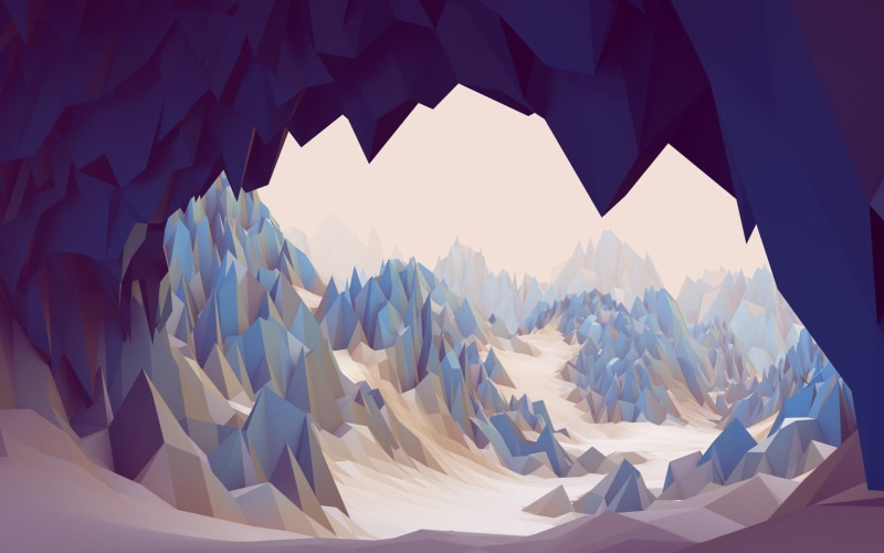 3D, low poly, hanging, abundance, mountains, white color, winter, environment, 1080P, mountain Peak, gray, backgrounds, travel, blue, hill, tranquility