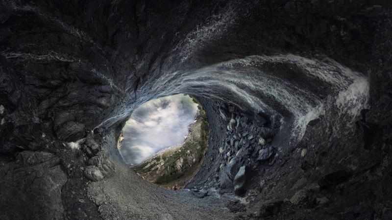 720P, gray, motion, depth of field, lava, stone, clouds, non-urban scene, mining, grey, hole, rock - Object, low angle view, solid, tunnel, underground