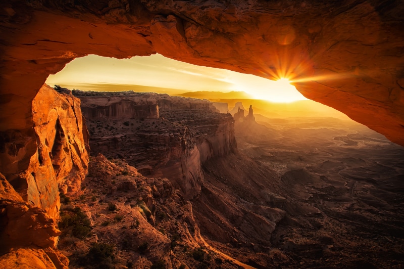 climate, scenics - nature, travel, formations, eroded, rock, sun rays, tranquil scene, canyon, orange color, tranquility, travel destinations, sun, physical geography
