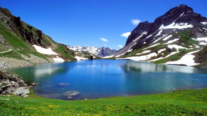 water, sky, mountain range, outdoors, 1080P, nature, windows, scenics - nature, reflection, day, idyllic, blue, tranquility, scenery, snowcapped mountain