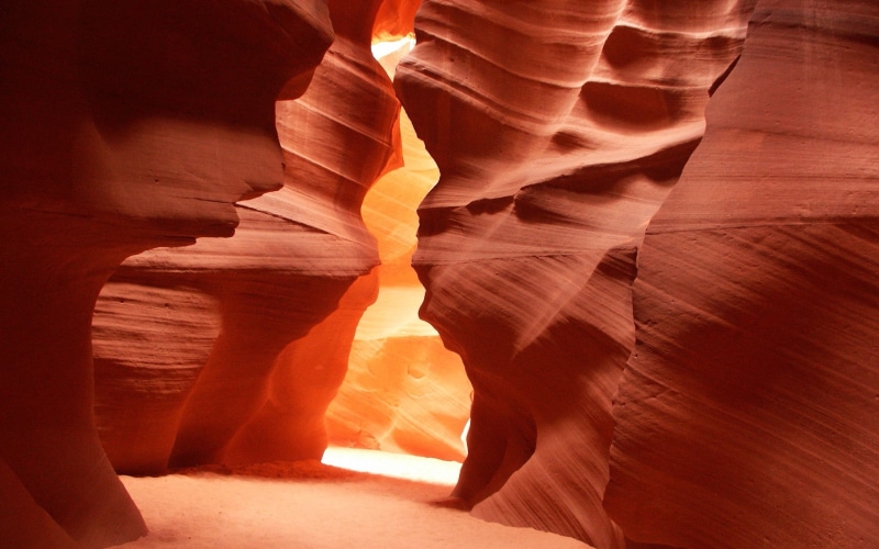 Antelope Canyon, red, nature, landscape, rock, canyon, 2K, orange, Arizona