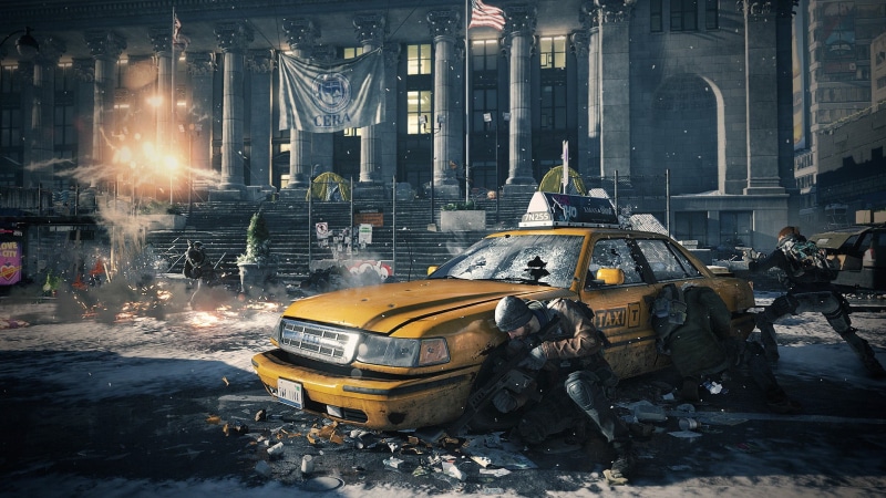 car, transportation, outdoors, building exterior, screenshot, water, city, built structure, land vehicle, snowing, nature, illuminated, architecture, street