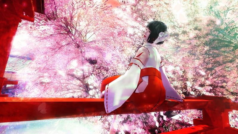 Girl, 1080P, Cherry, Painting, Garden, Art, Spring, Japanese, Flowers