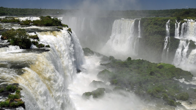 flowing water, flowing, landscape, white, water, blurred motion, no people, outdoors, river, rock, Iguazu Falls, 4K, power, falling water, scenics - nature