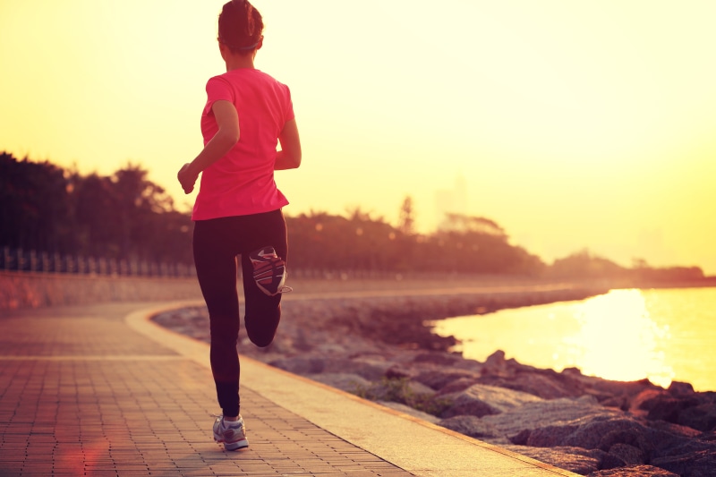 t, healthy lifestyle, water, outdoors, one person, pink, real people, women, physical activity, rear view, s, exercising, lifestyles, sport, sunset, 5K
