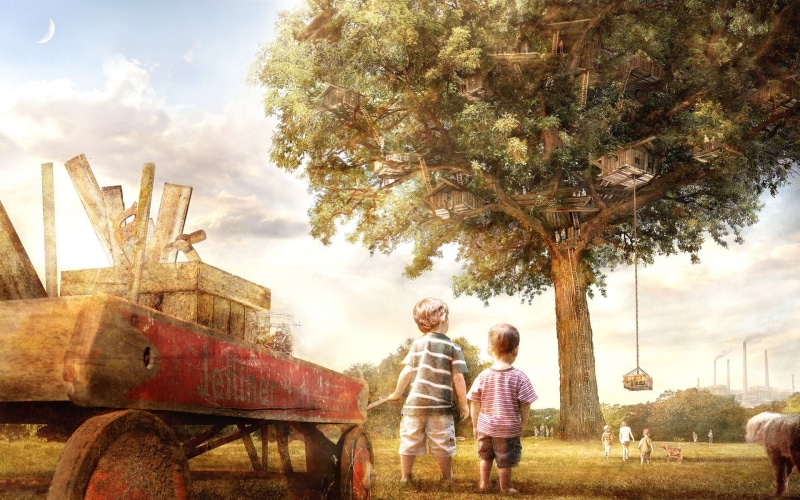 treehouse, 1080P, children, cute, fantasy, artistic
