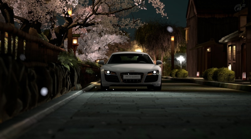 4K, the way forward, nature, transportation, illuminated, alley, night, city, Games, white, gran turismo 5, mode of transportation, Spring, video game