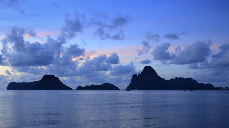 nature, landscape, sea, black mountain, thailand, vacations, rio de Janeiro, cloudy, mountain, black, 2K, ao, travel, Early Morning, scenics, beach, coastline