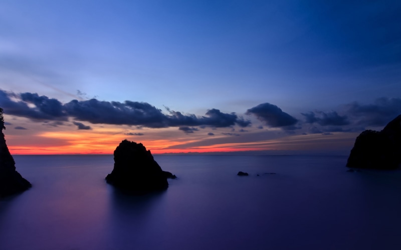Japan, Island, Clouds, Rocks, Sunset, Blue, 1080P, Evening, Sea, Prefecture, Shizuoka, Sky