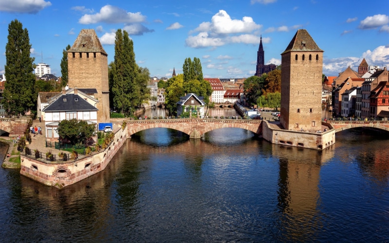 1080P, France, Strasbourg, River, Houses, Bridge