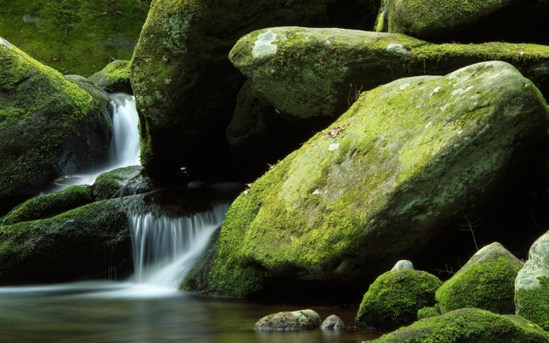 waterfall, stones, long exposure, 1080P, landscape, rock, stream, moss, nature