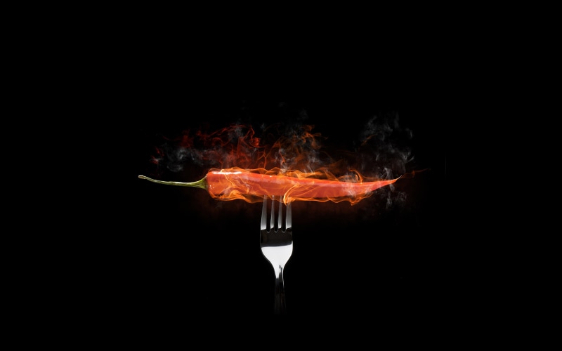 illuminated, red, flame, 4K, light bulb, indoors, sign, motion, heat - temperature, copy space, fire, nature, studio shot, pepper, smoke - physical structure