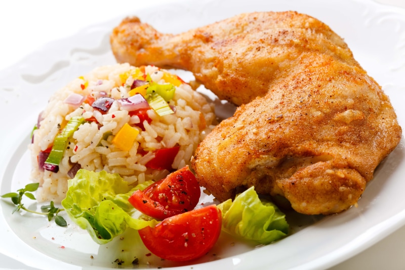 crockery, meat, healthy Eating, seafood, food And Drink, savory Sauce, heat - Temperature, greens, no People, chicken Meat, plate, refreshment, fried, salad