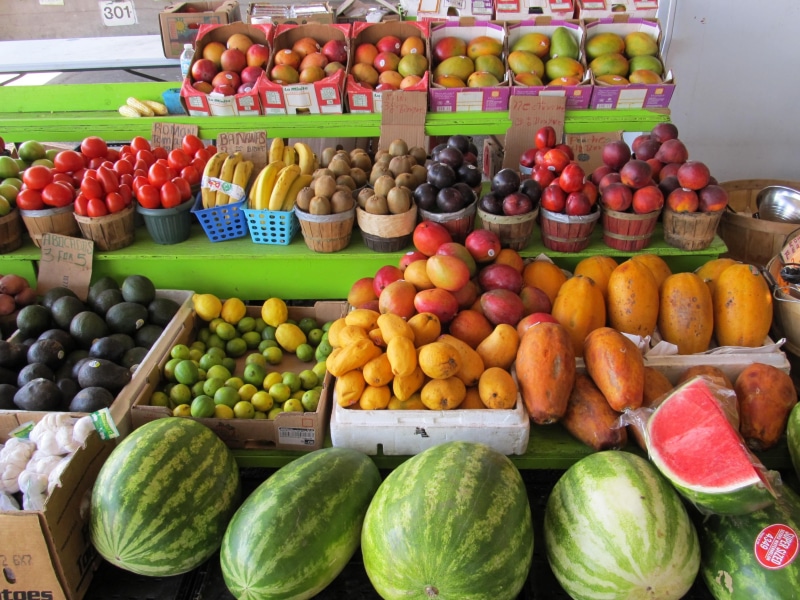 fruit stand, choice, natural, multi colored, urban, healthy eating, produce stand, plums, avocados, vegetables, pears, freshness, variation, 2K, lemons
