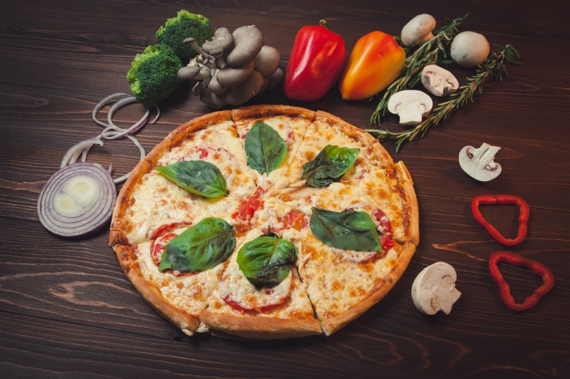 food, 1080P, pizza, vegetables