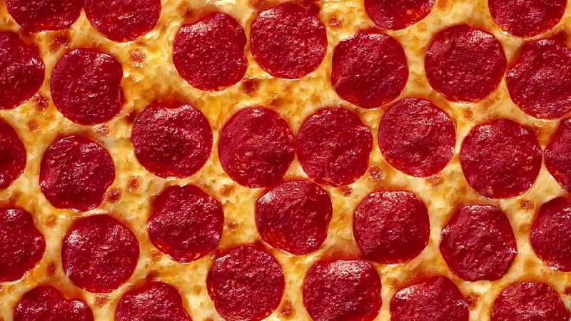 pepperoni, circle, indoors, still life, Food, sausage, unhealthy eating, Pizza, backgrounds, freshness, geometric shape, close-up, shape, food and drink