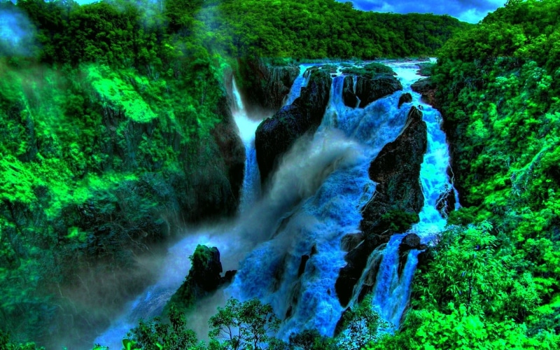 green, 1080P, hd, forest, tropical, desktop, jungle, deep, beautiful, waterfall
