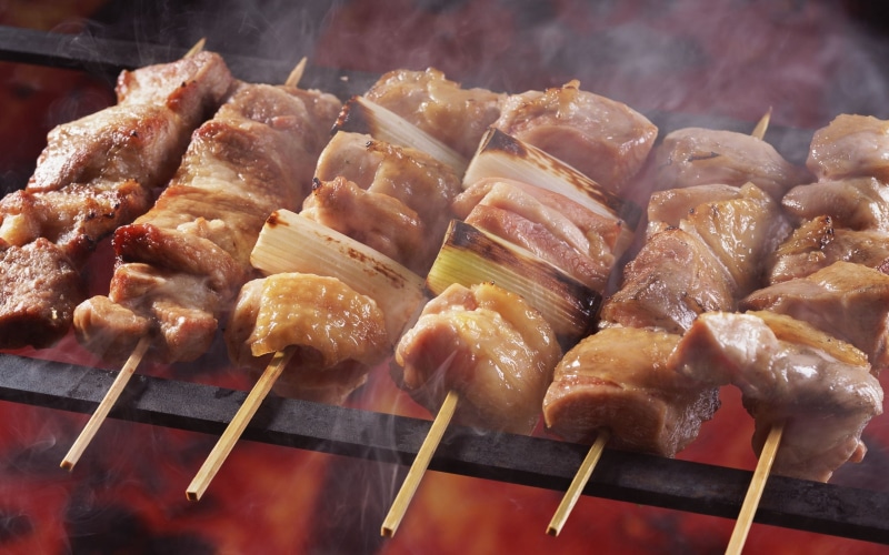 preparing food, street food, unhealthy eating, heat - Temperature, temptation, steak, smoke - physical structure, side by side, red, food, wood - Material
