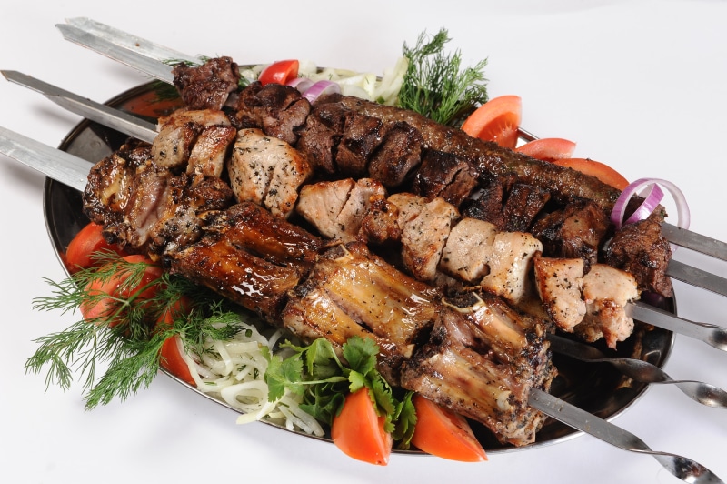 meal, delicious, high angle view, tomatoes, pork, tomato, white meat, meat, no People, crockery, 4K, food, roasted, barbecue, dinner, indoors, wellbeing