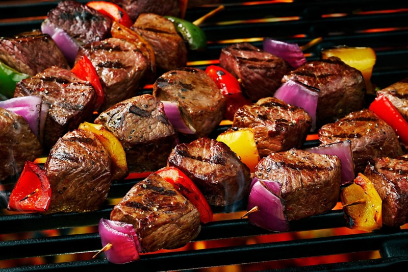 vegetables, meat, kebab, 1080P
