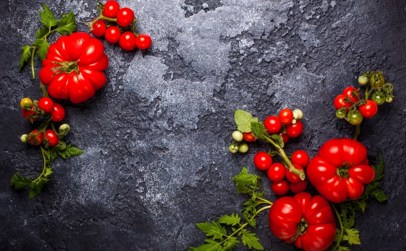 red, high angle view, vegetarian food, raw food, no people, ingredient, Green, fruit, freshness, vegetable, cherrytomato, tomatoes, nature, directly above