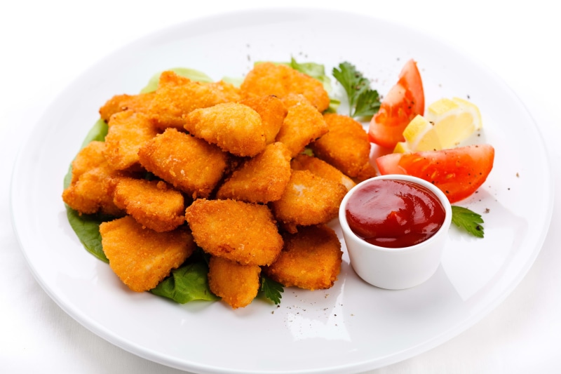 savory Sauce, dip, tomato sauce, white, chicken, 5K, deep, close-up, salad, crispy, prepared Potato, gourmet, ready-to-eat, french Fries, dinner, still life