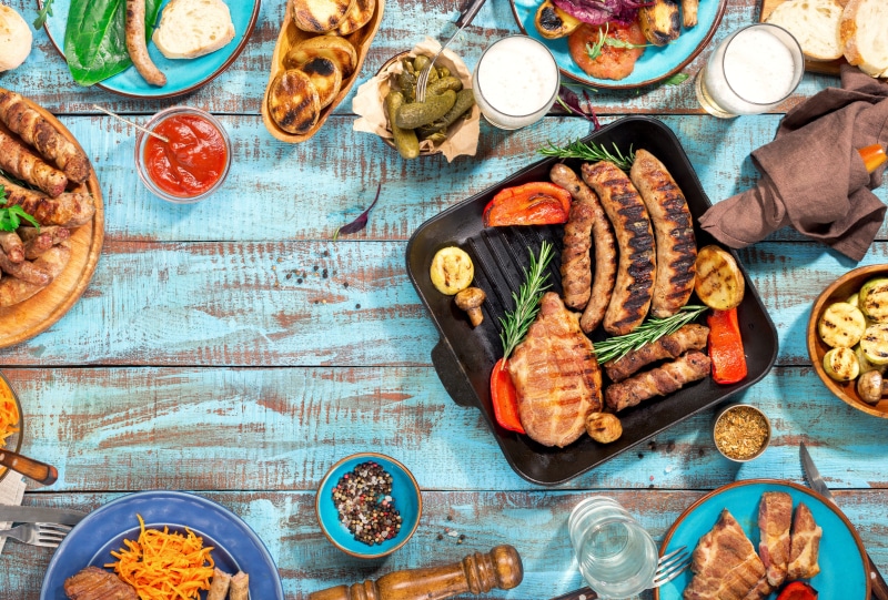 meat, beer, vegetables, grill, 5K, BBQ, wood, grilled