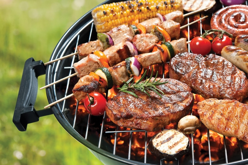vegetables, 1080P, meat, Barbecue Grill