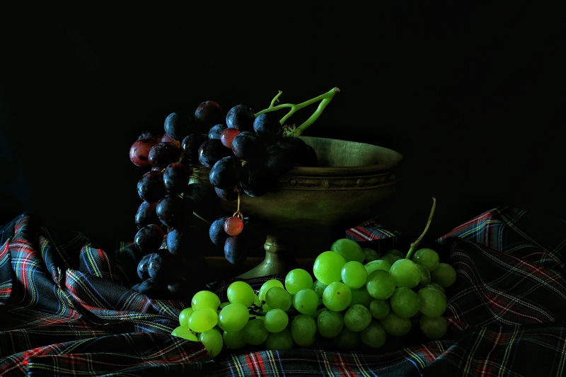 healthy, studio shot, food/Drink, grape, abundance, Bunches, freshness, variation, container, basket, no people, healthy eating, indoors, grapes, large group of objects