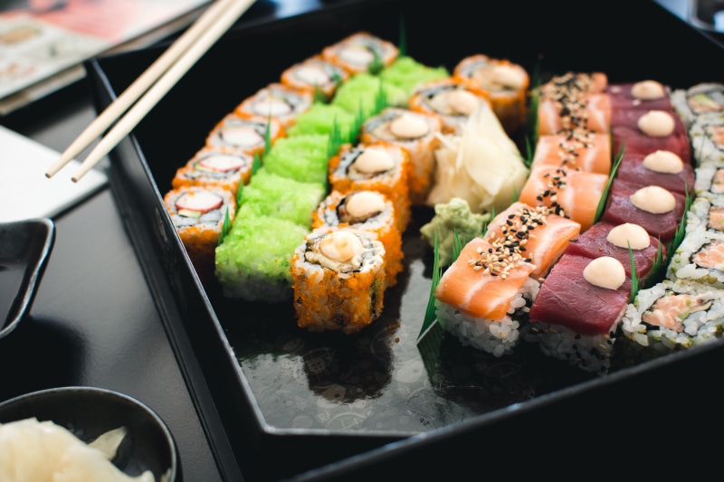 tray, seafood, box, ready-to-eat, avocado, nigiri, east Asian Culture, Colorful, no People, plate, Malta, japan, black box, high angle view, rice, indulgence
