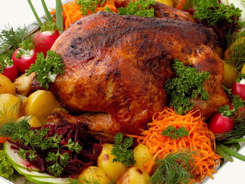 backgrounds, carrot, cooked, meat, tray, close-up, vegetable, white Meat, dinner, vegetables, red, gourmet, ready-to-eat, food, roasted, roast chicken