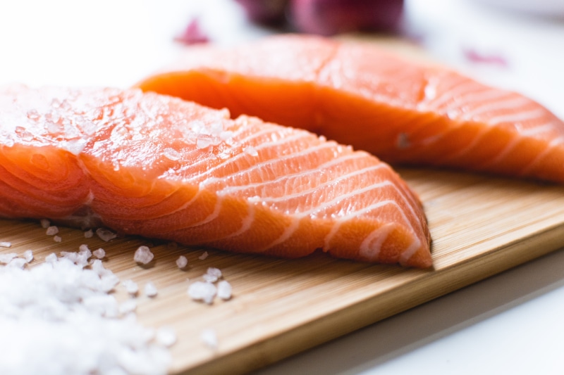 chopped, seafood, gourmet, lemon, cutting board, fillet, freshness, Salmon, orange color, food And Drink, healthy Eating, wellbeing, preparation, fish