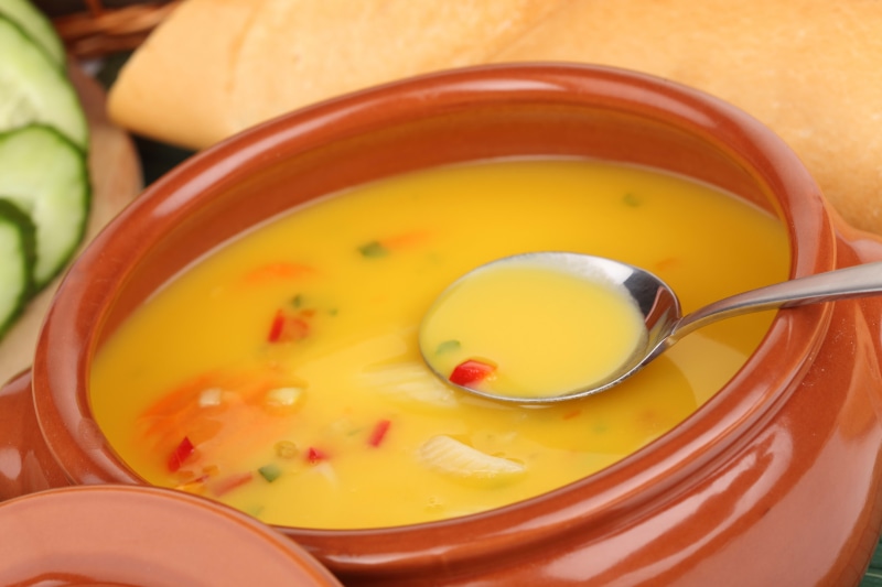 no People, bowl, cream, homemade, spoon, fruit, pumpkin Soup, chopped, bread, eating utensil, yellow, cooking, freshness, ceramic, eating, healthy Eating