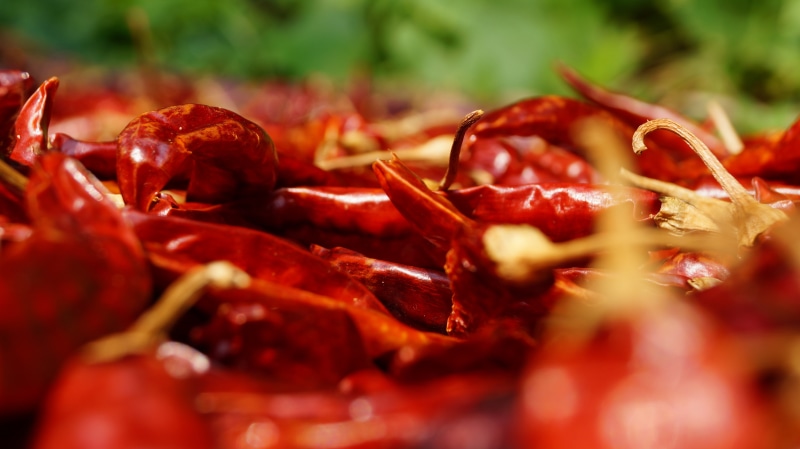 red, chilli peppers, freshness, healthy eating, spices, 5K, no people, chili pepper, pepper, full frame, wellbeing, food, dried food, selective focus