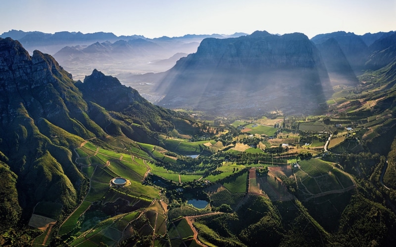 South Africa, photography, field, beauty in nature, nature, rural scene, morning, land, tranquil scene, crop, mountain, plant, pond, aerial view, no people