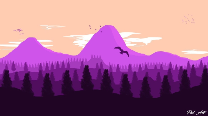 purple, clouds, nature, vertebrate, sunset, landscape, sky, flying, travel, bird of prey, silhouette, environment, mountain, animal themes, 720P, bird