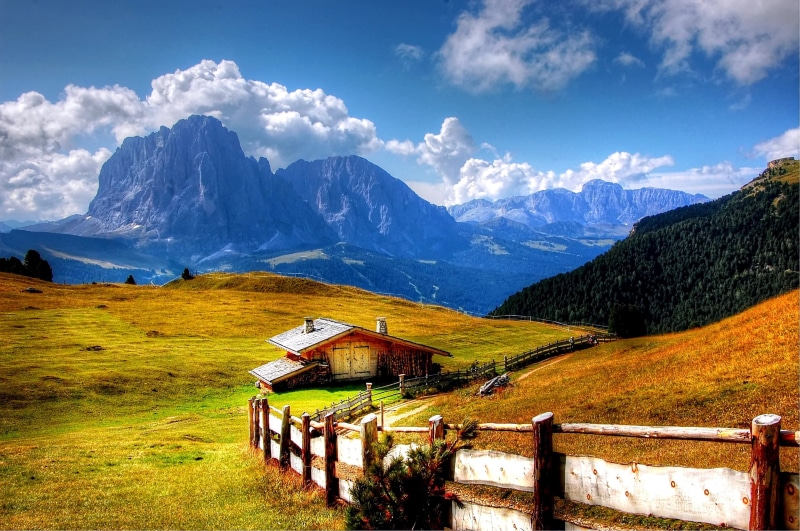 plattkofel, hill, mood, mountain Peak, sky, view, plant, surrounded, snowcapped mountain, 2K, beige, land, tranquility, sun, environment, mountain Range