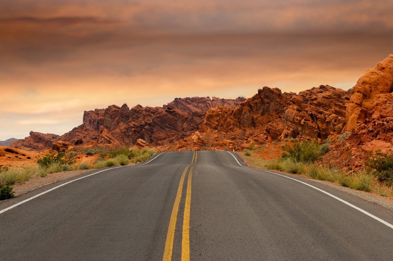 cloud - sky, destination, valley, las vegas, travel, 5K, road, tourism, red, gray, transportation, gree, desert, formation, park, the way forward, concrete