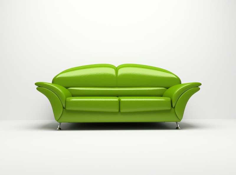 Architecture, studio shot, green color, white background, 4K, furniture, indoors, Sofa, comfortable, cut out, leather, luxury, copy space, armchair, Green