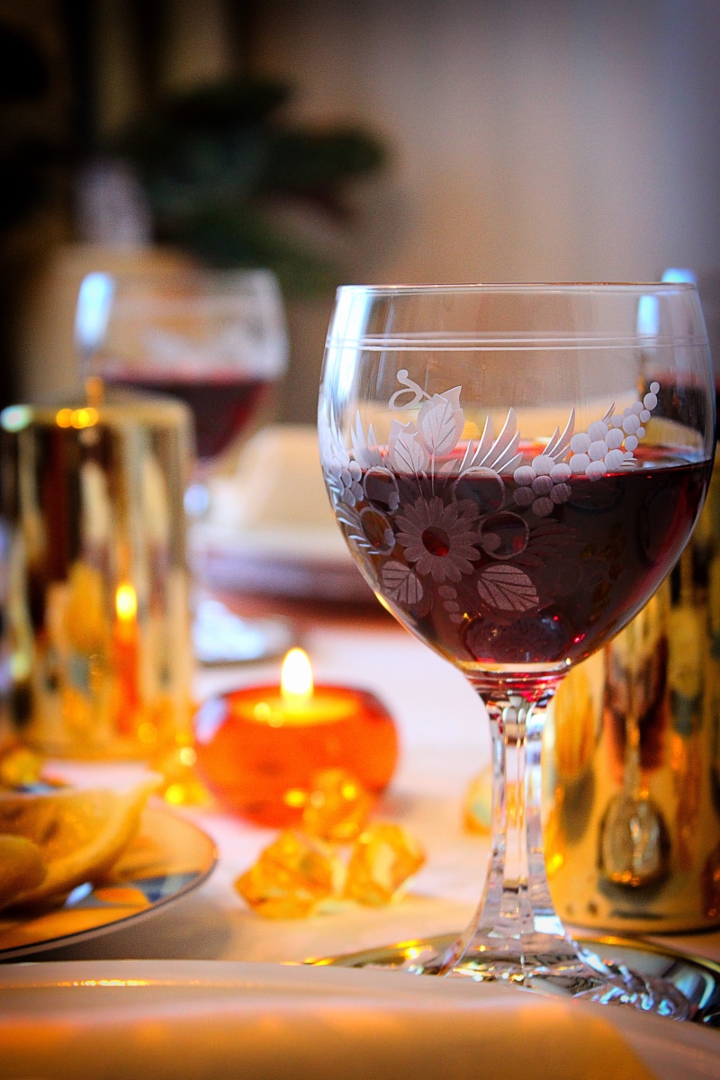 Red wine, wine, holiday, wine glass, transparent, glass, fruit, table, candle, alcohol, christmas, flame, temptation, drinking Glass, 4K, gourmet, still life