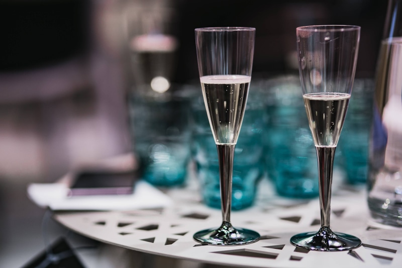 food and drink, cyan, glass - Material, table, White, dinner, focus on foreground, drink, no People, glasses, luxury, nightlife, household equipment, wineglass
